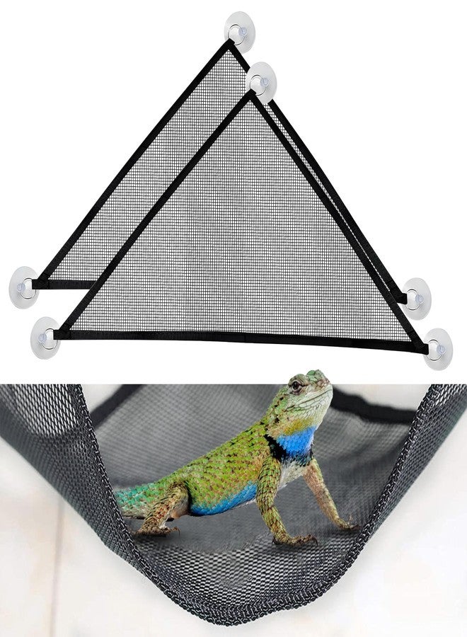 Hokable 2 Pcs Bearded Dragon Lizard Hammock, Triangular, Breathable Mesh, Black, 13" x 13" x 19" - Image 1